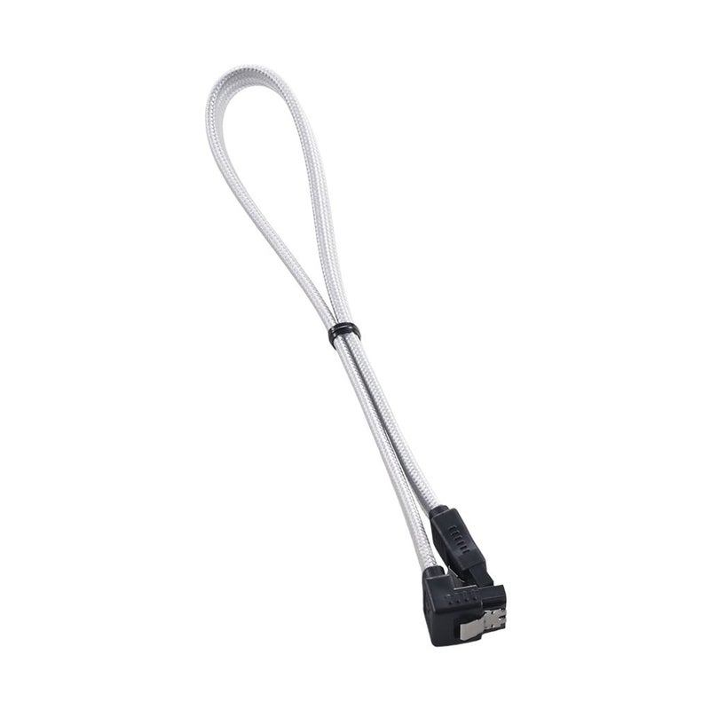 CableMod ModFlex Sleeved Right Angle SATA 3 Cable (White, 30cm) - Image 1